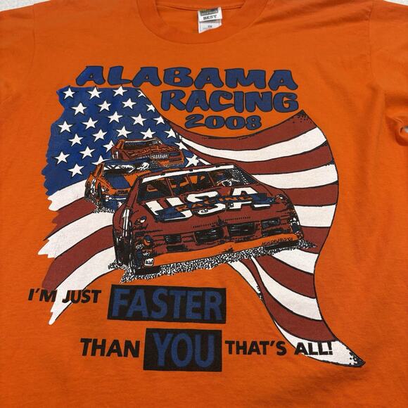 Alabama Race Week 2008 Faster Than You Racing T-Shirt Mens Large Vintage Orange - Picture 2 of 8